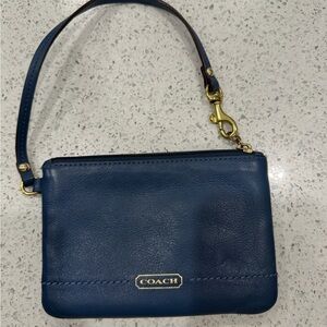Coach Navy Leather Wristlet